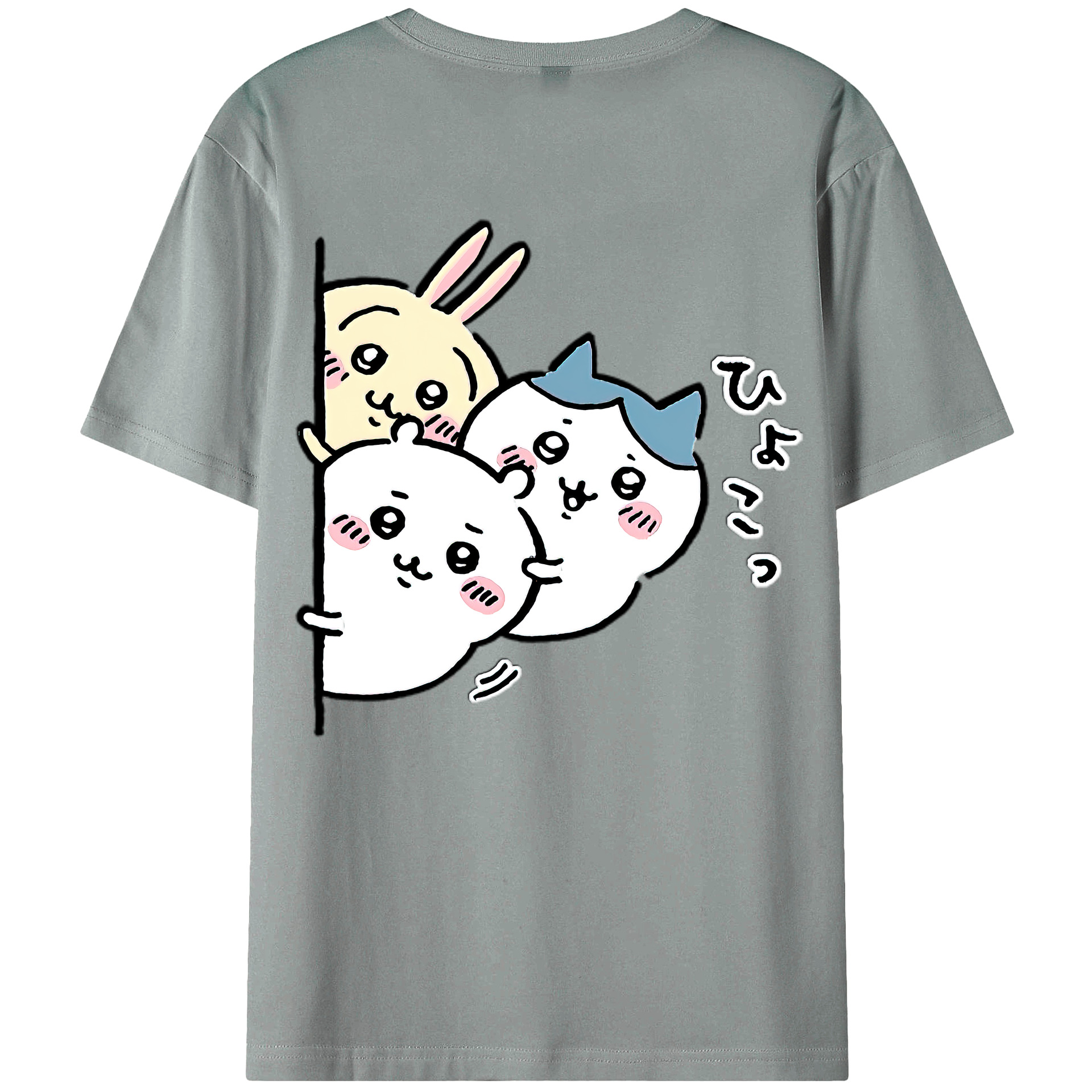 （画像用） ちいかわ うさぎ Chii-kawa usagi 綿100％ メンズ半袖Tシャツ（バックプリント） 通気性